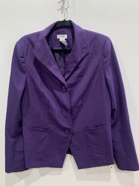 Vintage 90s Purple Blazer Womens Size 12 Tall Liz Baker Career Jacket